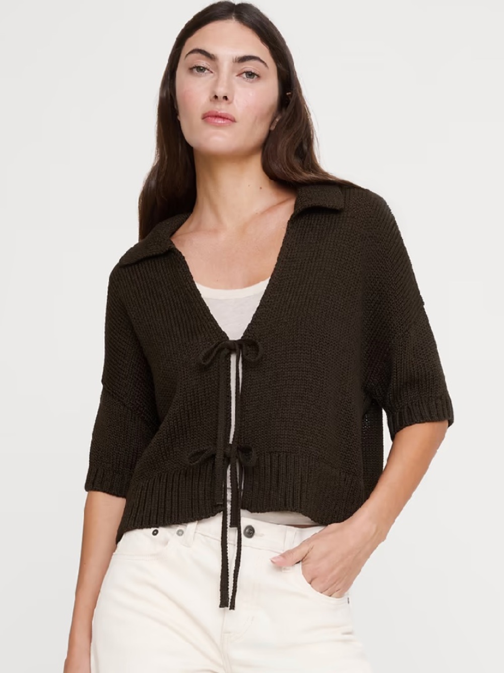 Banana Republic Tie Sweater, 100% Cotton, Large, NWT!